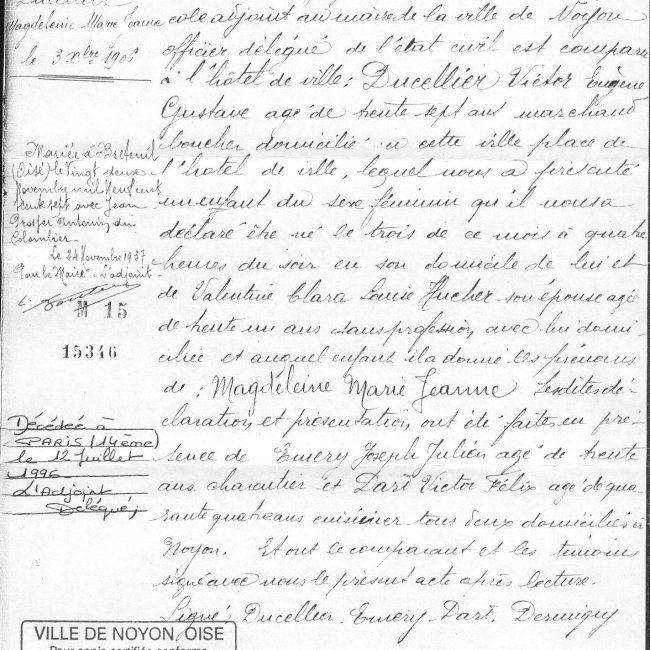 Acte de naissance