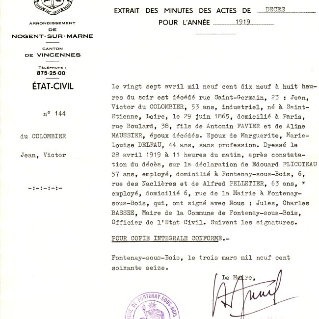 Acte de décès