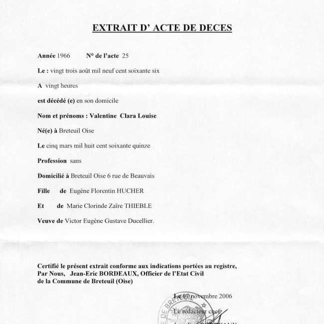 Transcription Acte de décès